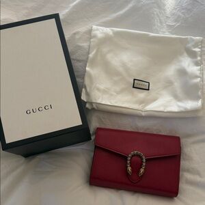 Gucci Red Leather Clutch with Snake Detail